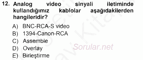 Kamera Tekniğine Giriş 2012 - 2013 Ara Sınavı 12.Soru