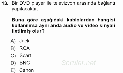 Kamera Tekniğine Giriş 2012 - 2013 Ara Sınavı 13.Soru