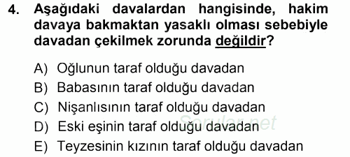Medeni Usul Hukuku 2013 - 2014 Tek Ders Sınavı 4.Soru