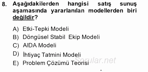 Pazarlama İletişimi 2014 - 2015 Dönem Sonu Sınavı 8.Soru