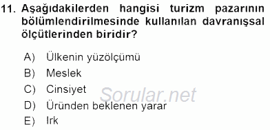 Turizm Pazarlaması 2015 - 2016 Ara Sınavı 11.Soru