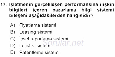 Turizm Pazarlaması 2015 - 2016 Ara Sınavı 17.Soru