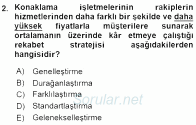 Turizm Pazarlaması 2015 - 2016 Ara Sınavı 2.Soru