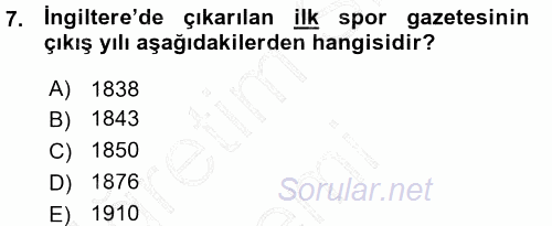 Spor ve Medya İlişkisi 2015 - 2016 Ara Sınavı 7.Soru