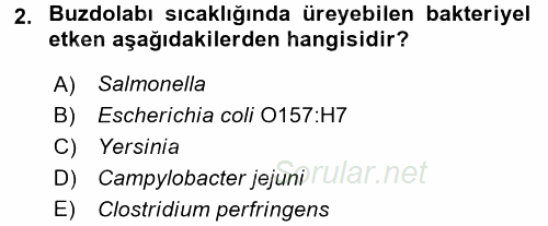 Gıda Güvenliğinin Temel Prensipleri 2015 - 2016 Dönem Sonu Sınavı 2.Soru