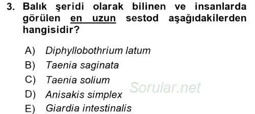 Gıda Güvenliğinin Temel Prensipleri 2015 - 2016 Dönem Sonu Sınavı 3.Soru