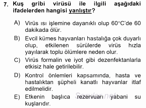 Gıda Güvenliğinin Temel Prensipleri 2015 - 2016 Dönem Sonu Sınavı 7.Soru