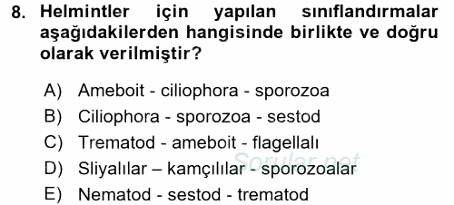 Gıda Güvenliğinin Temel Prensipleri 2015 - 2016 Dönem Sonu Sınavı 8.Soru