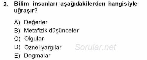 Sosyal Bilimlerde Araştırma Yöntemleri 2014 - 2015 Tek Ders Sınavı 2.Soru