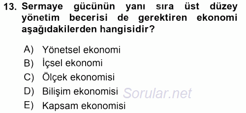 Uluslararası İktisat Politikası 2015 - 2016 Tek Ders Sınavı 13.Soru