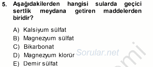 Ekoloji ve Turizm 2014 - 2015 Dönem Sonu Sınavı 5.Soru