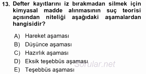 Vergi Ceza Hukuku 2015 - 2016 Tek Ders Sınavı 13.Soru