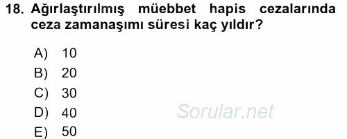 Vergi Ceza Hukuku 2015 - 2016 Tek Ders Sınavı 18.Soru