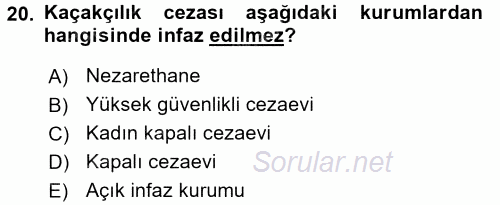 Vergi Ceza Hukuku 2015 - 2016 Tek Ders Sınavı 20.Soru