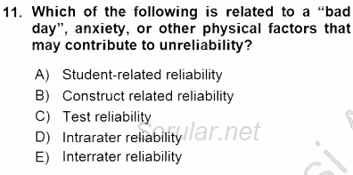 Yabancı Dil Öğretiminde Ölçme Ve Değerlendirme 1 2015 - 2016 Ara Sınavı 11.Soru