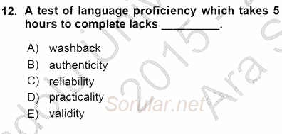 Yabancı Dil Öğretiminde Ölçme Ve Değerlendirme 1 2015 - 2016 Ara Sınavı 12.Soru