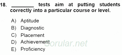 Yabancı Dil Öğretiminde Ölçme Ve Değerlendirme 1 2015 - 2016 Ara Sınavı 18.Soru