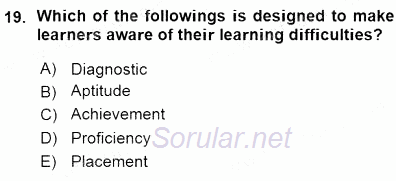 Yabancı Dil Öğretiminde Ölçme Ve Değerlendirme 1 2015 - 2016 Ara Sınavı 19.Soru