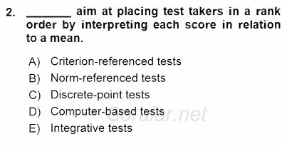 Yabancı Dil Öğretiminde Ölçme Ve Değerlendirme 1 2015 - 2016 Ara Sınavı 2.Soru
