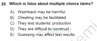 Yabancı Dil Öğretiminde Ölçme Ve Değerlendirme 1 2015 - 2016 Ara Sınavı 20.Soru