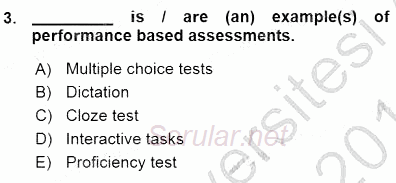 Yabancı Dil Öğretiminde Ölçme Ve Değerlendirme 1 2015 - 2016 Ara Sınavı 3.Soru