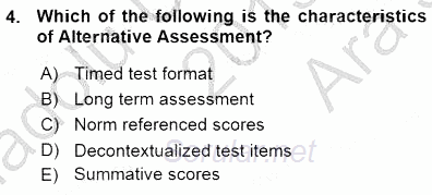 Yabancı Dil Öğretiminde Ölçme Ve Değerlendirme 1 2015 - 2016 Ara Sınavı 4.Soru