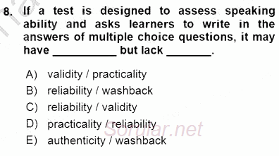 Yabancı Dil Öğretiminde Ölçme Ve Değerlendirme 1 2015 - 2016 Ara Sınavı 8.Soru