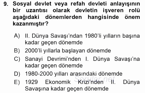 Endüstri İlişkileri 2017 - 2018 3 Ders Sınavı 9.Soru