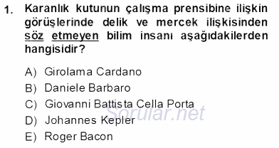 Fotoğraf Tarihi 2013 - 2014 Tek Ders Sınavı 1.Soru