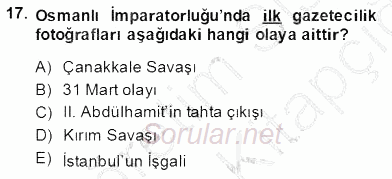Fotoğraf Tarihi 2013 - 2014 Tek Ders Sınavı 17.Soru