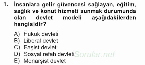 Sosyal Sorunlar 2013 - 2014 Ara Sınavı 1.Soru