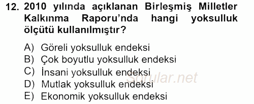 Sosyal Sorunlar 2013 - 2014 Ara Sınavı 12.Soru