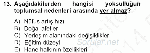 Sosyal Sorunlar 2013 - 2014 Ara Sınavı 13.Soru