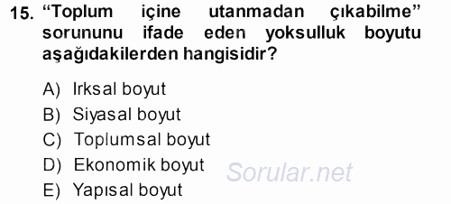 Sosyal Sorunlar 2013 - 2014 Ara Sınavı 15.Soru
