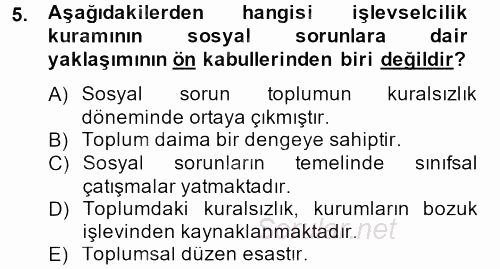 Sosyal Sorunlar 2013 - 2014 Ara Sınavı 5.Soru