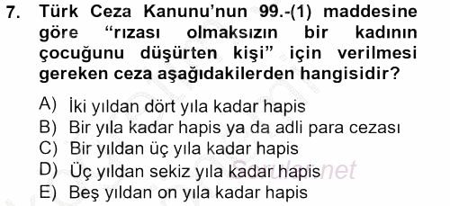 Sosyal Sorunlar 2013 - 2014 Ara Sınavı 7.Soru