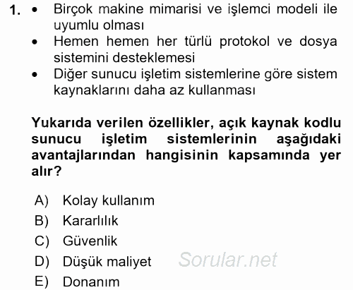 İşletim Sistemleri 2017 - 2018 Dönem Sonu Sınavı 1.Soru