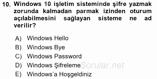 İşletim Sistemleri 2017 - 2018 Dönem Sonu Sınavı 10.Soru