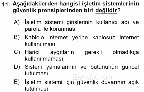 İşletim Sistemleri 2017 - 2018 Dönem Sonu Sınavı 11.Soru