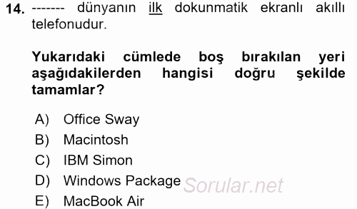 İşletim Sistemleri 2017 - 2018 Dönem Sonu Sınavı 14.Soru