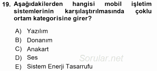İşletim Sistemleri 2017 - 2018 Dönem Sonu Sınavı 19.Soru