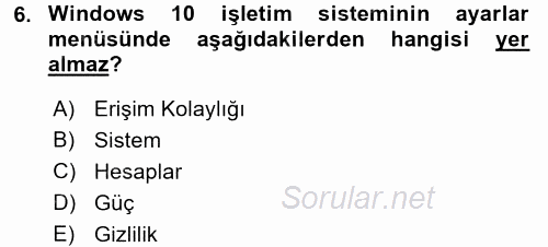 İşletim Sistemleri 2017 - 2018 Dönem Sonu Sınavı 6.Soru