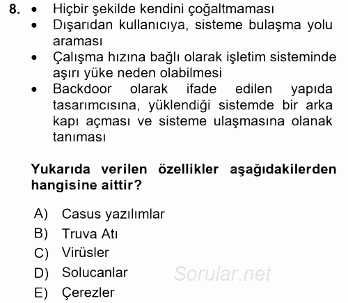 İşletim Sistemleri 2017 - 2018 Dönem Sonu Sınavı 8.Soru