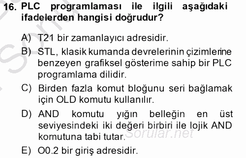 Elektromekanik Kumanda Sistemleri 2014 - 2015 Dönem Sonu Sınavı 16.Soru