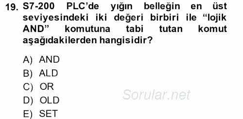 Elektromekanik Kumanda Sistemleri 2014 - 2015 Dönem Sonu Sınavı 19.Soru