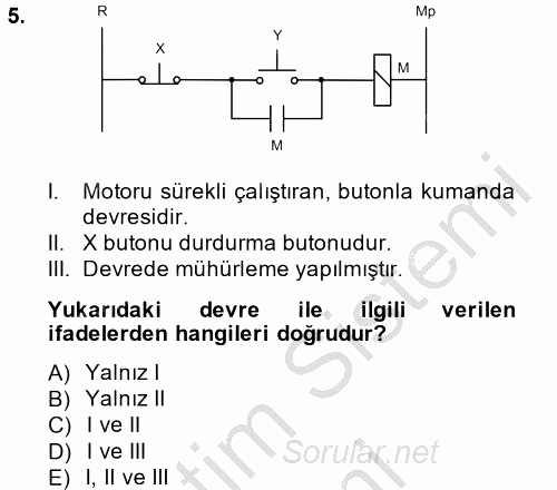 Elektromekanik Kumanda Sistemleri 2014 - 2015 Dönem Sonu Sınavı 5.Soru
