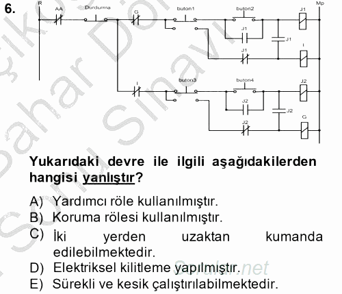 Elektromekanik Kumanda Sistemleri 2014 - 2015 Dönem Sonu Sınavı 6.Soru