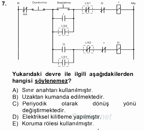 Elektromekanik Kumanda Sistemleri 2014 - 2015 Dönem Sonu Sınavı 7.Soru