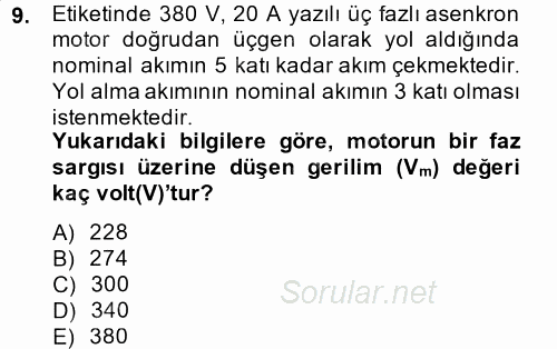 Elektromekanik Kumanda Sistemleri 2014 - 2015 Dönem Sonu Sınavı 9.Soru
