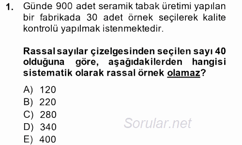 Coğrafi Bilgi Sistemleri İçin Temel İstatistik 2014 - 2015 Dönem Sonu Sınavı 1.Soru